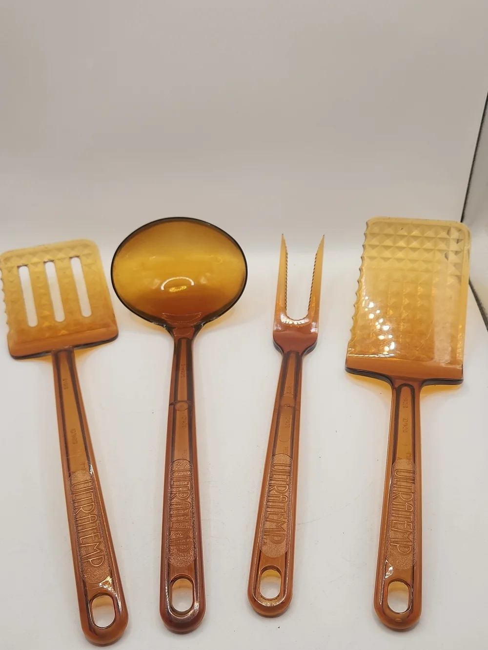 Vintage Ultratemp Amber Utensils Set 4 Piece USA Made